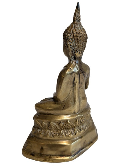 thai buddha bhumisparsha mudra bronze skulptur hand erdberuehrung