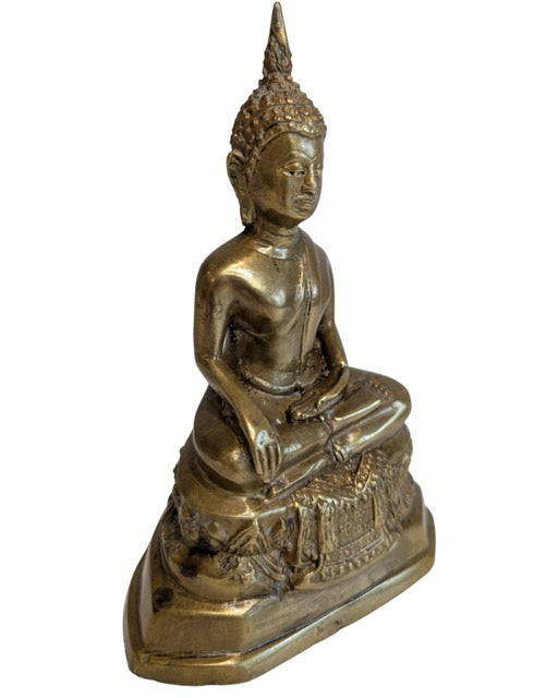 thai buddha bhumisparsha mudra bronze skulptur lotus sockel