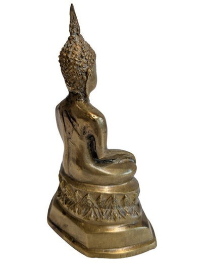 thai buddha bhumisparsha mudra bronze skulptur vergoldung reste gewand