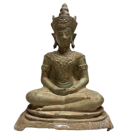 thai buddha statue bronze dhyana mudra antike patina ruhige ausstrahlung