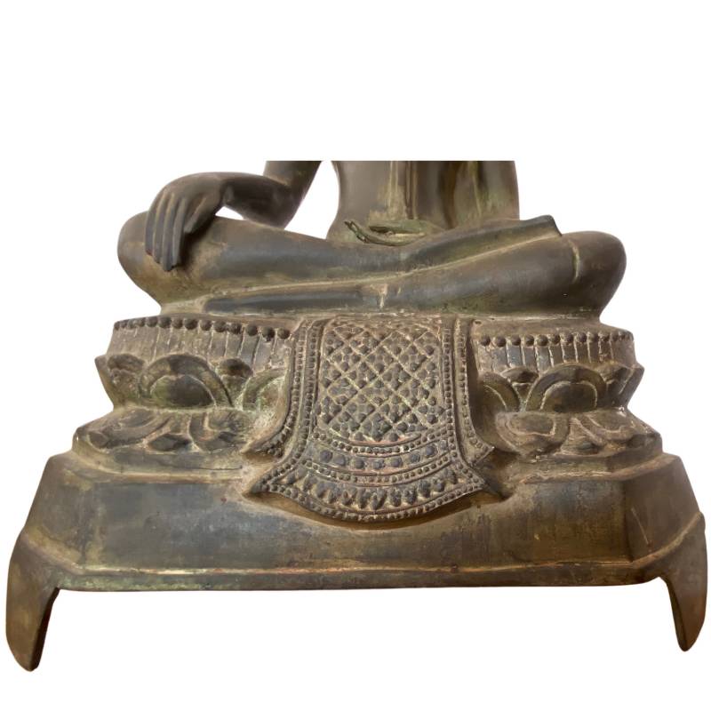 Thailändische Buddha Statue aus Bronze mit Lotus Sockel