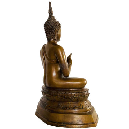 Thailändische Buddha-Statue aus Bronze mit antiker Ausstrahlung und Patina