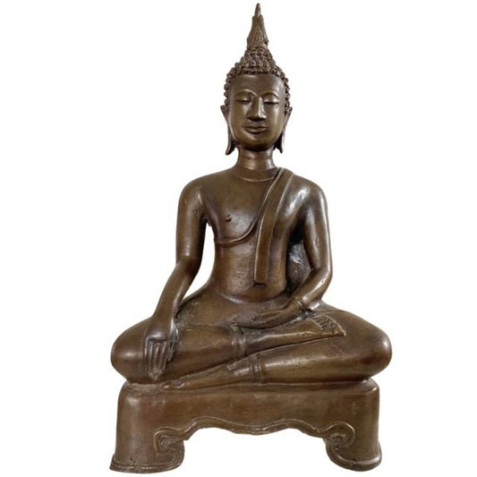 Thailändischer Buddha aus Bronze in Bhumisparsha-Haltung