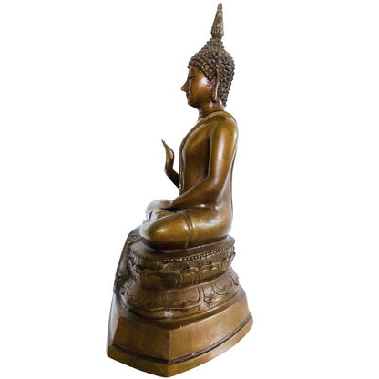 Thailändische Buddha-Statue aus Bronze mit Flammen-Ushnisha