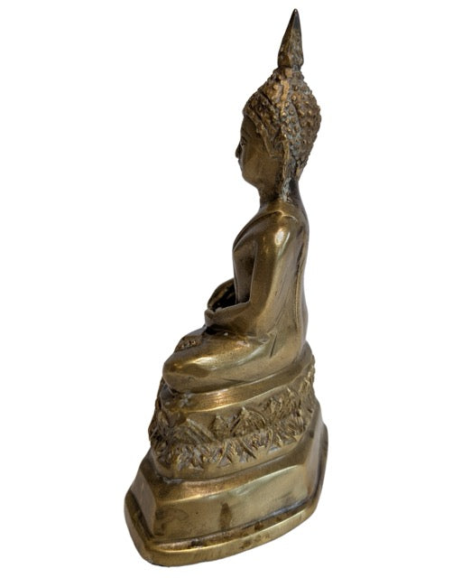 thailaendischer buddha bhumisparsha mudra bronze skulptur hohlguss