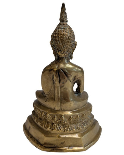 thailaendischer buddha bhumisparsha mudra bronze skulptur patina alter