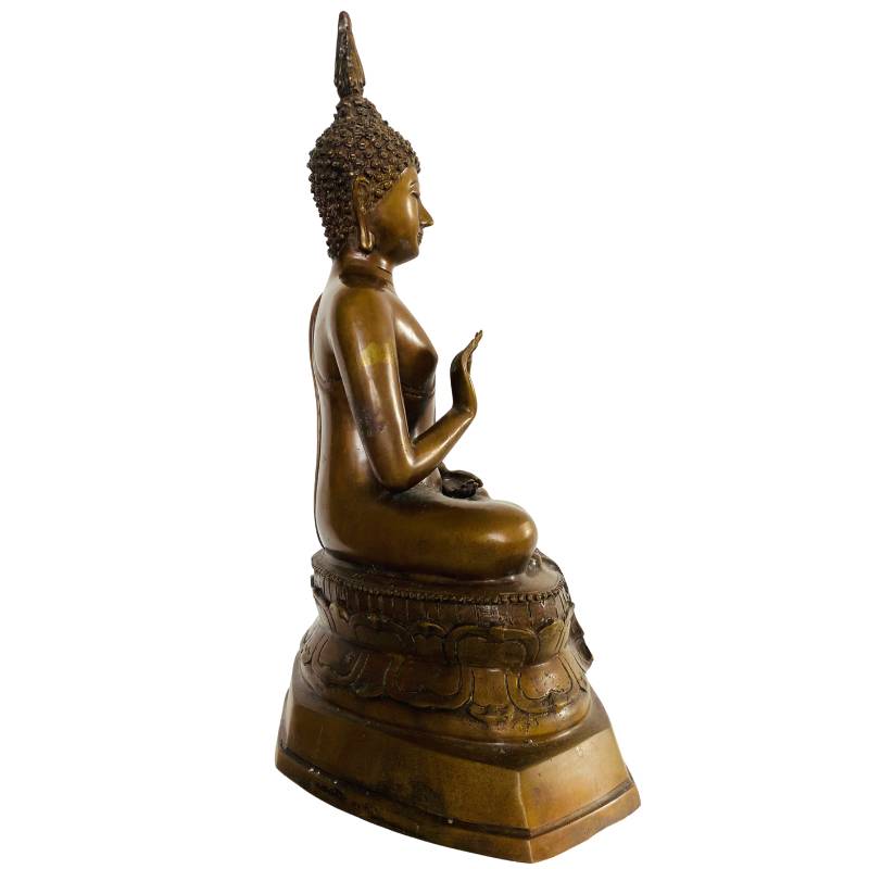 Klassische thailändische Buddha-Statue aus Bronze in sitzender Haltung