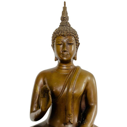Authentische thailändische Tempelkunst: Buddha-Statue aus Bronze