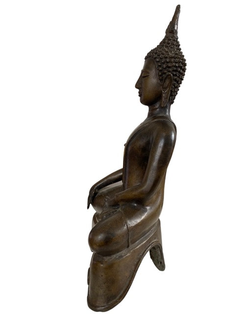 Thailändische Buddha-Statue aus Bronze mit Flammen-Ushnisha
