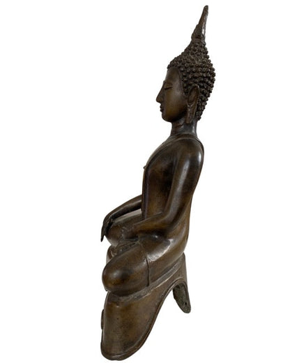 Thailändische Buddha-Statue aus Bronze mit Flammen-Ushnisha