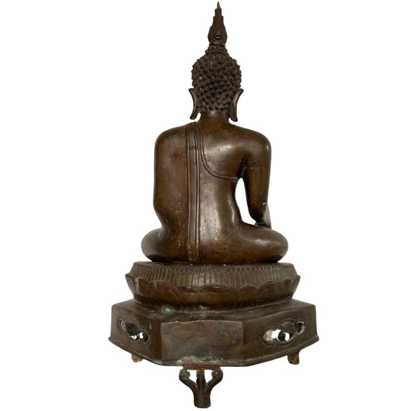 Thailändische Tempel-Buddha-Statue aus Bronze im klassischen Stil