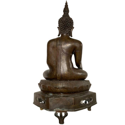 Thailändische Tempel-Buddha-Statue aus Bronze im klassischen Stil