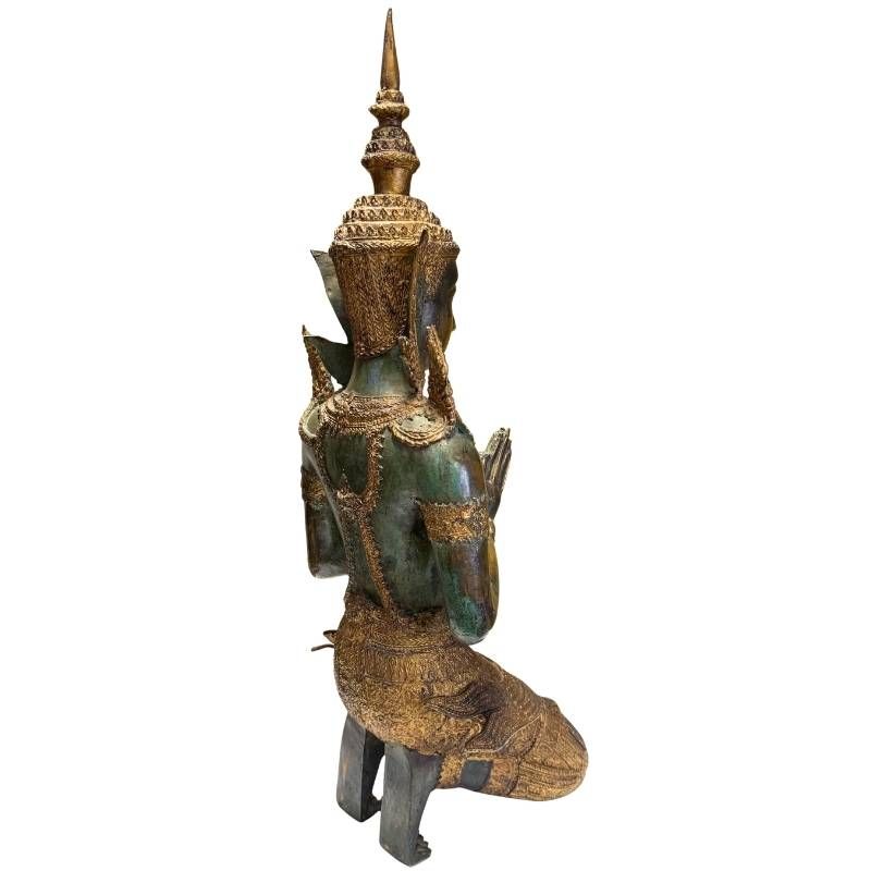 Antike thailändische Schutzfiguren aus Bronze, Paar Tempelwächter, 19. Jahrhundert, 56 cm hoch, 15 kg schwer, Reste von Feuervergoldung, Lot 433, 1stbuddha.