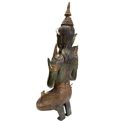 Paar thailändische Tempelwächter aus Bronze, 19. Jahrhundert, natürliche Patina und Reste von Feuervergoldung, 56 cm hoch, 15 kg massiv, Lot 433, 1stbuddha.