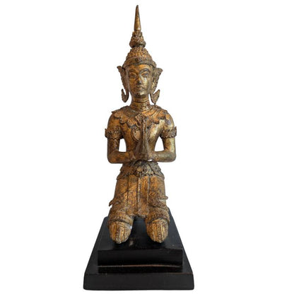 Thailändische Thepanom Figur aus Bronze in anbetender Haltung