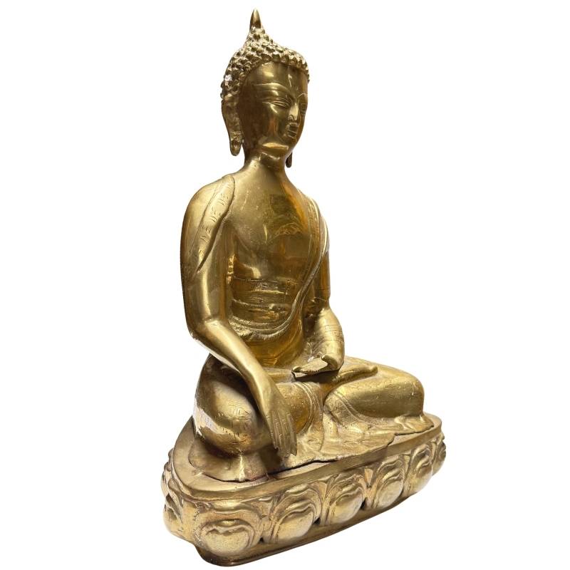 tibet buddha bhumisparsha mudra bronze skulptur mit feuervergoldung