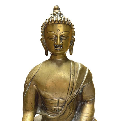tibet buddha bhumisparsha mudra bronze skulptur sitzende figur auf lotus basis