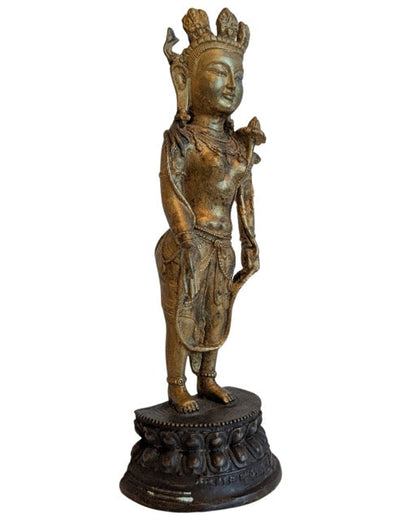 tibetischer avalokiteshvara bronze skulptur schmuck details