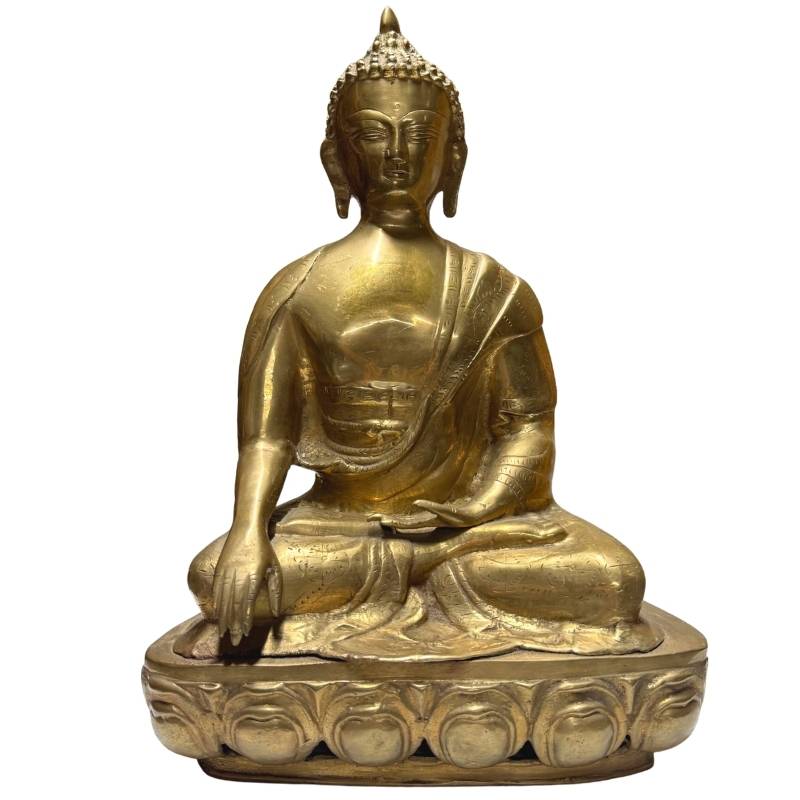 tibetischer buddha bhumisparsha mudra bronze skulptur feuervergoldet lotus