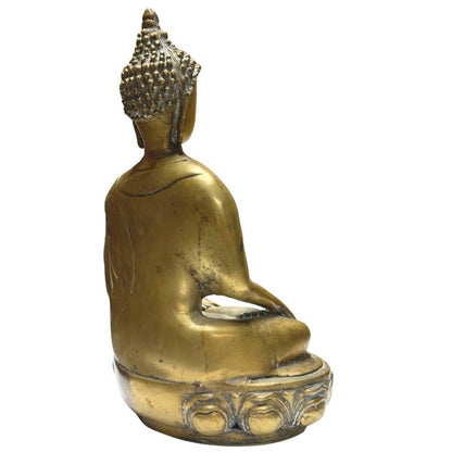 tibetischer buddha bhumisparsha mudra bronze skulptur ruhiger gesichtsausdruck