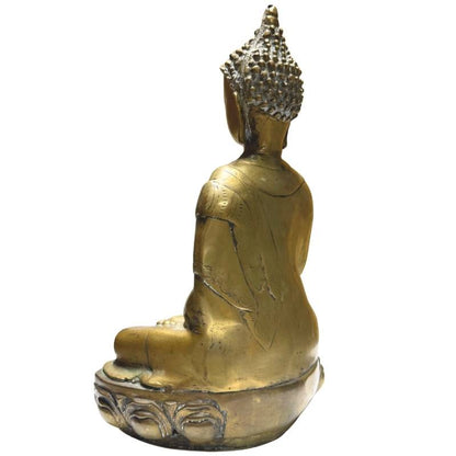 tibetischer buddha bhumisparsha mudra bronze skulptur patina und feuervergoldung spuren
