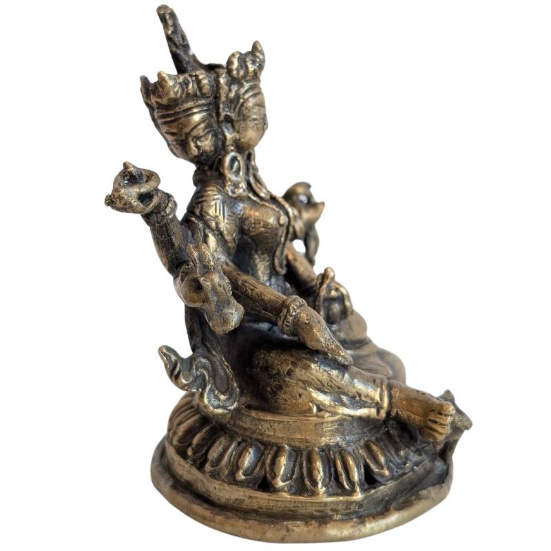 Ushnishavijaya Bronze Tibet mehrarmige Figur in Meditation auf Lotusbasis