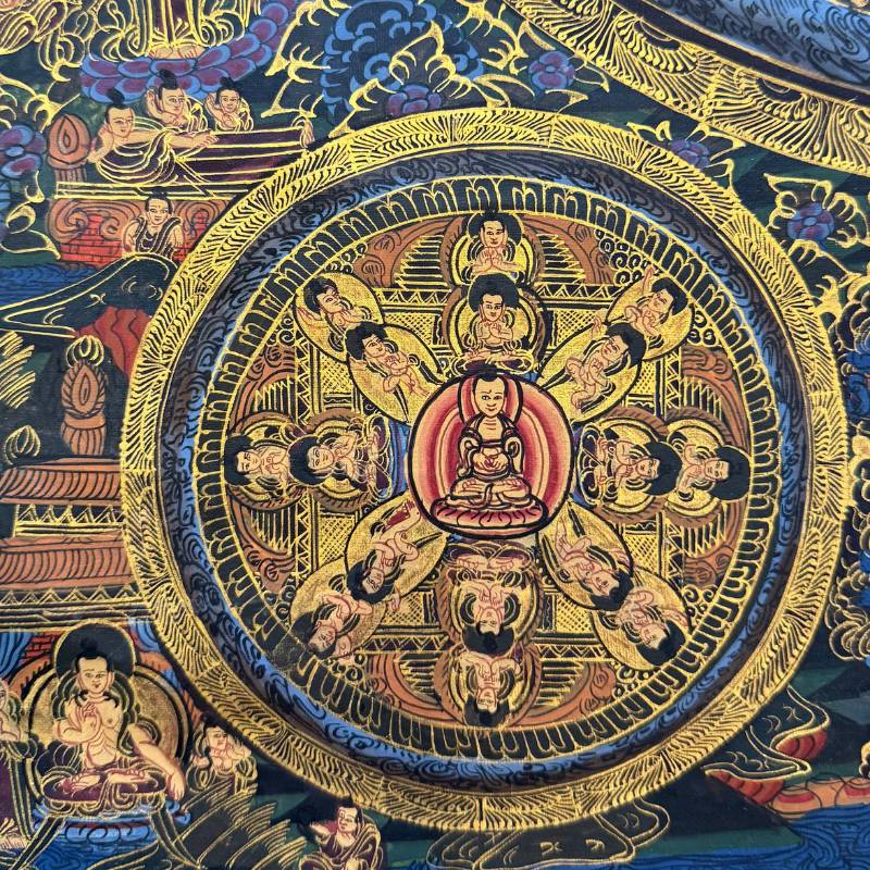 Großes Vajradhatu-Mandala Thangka, symmetrische Dhyani-Buddha-Darstellung, Nepal, 1stbuddha.