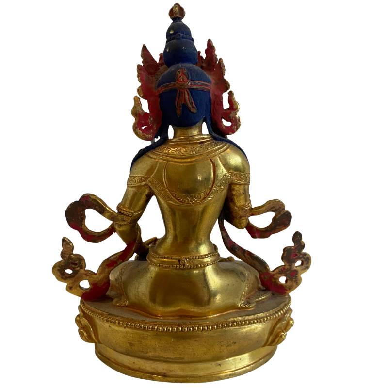 Vergoldete Tara Statue aus Nepal, handgefertigt aus Bronze in der Newar-Tradition, 19./20. Jahrhundert