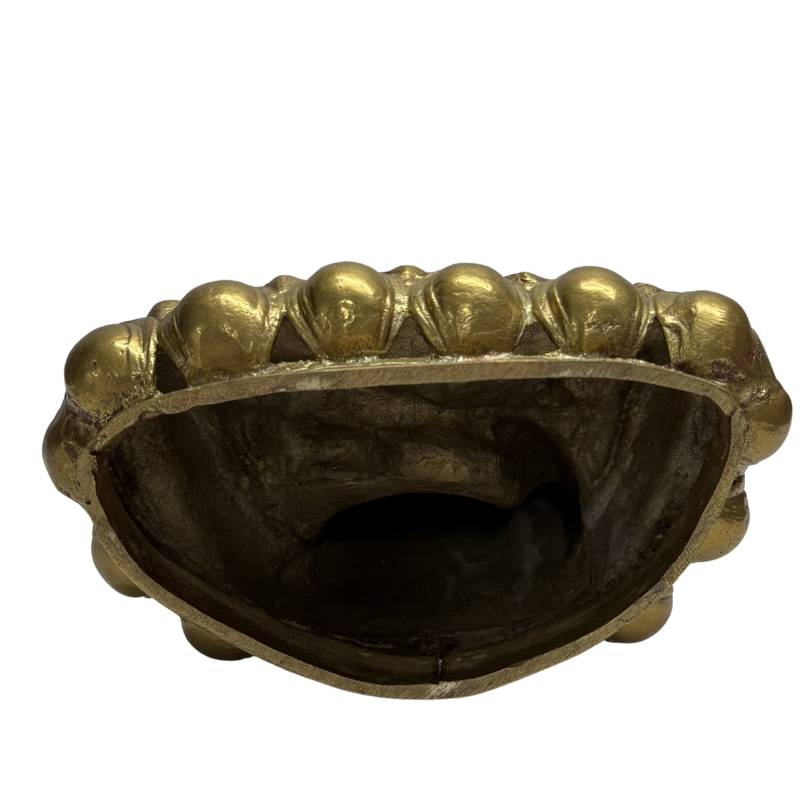 Seitenprofil der 1,6 kg schweren Buddha-Statue aus einer hochwertigen Bronze-Legierung.