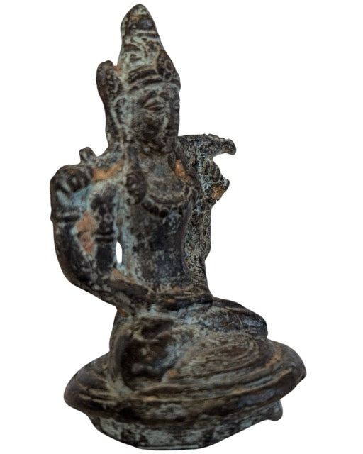 Vishnu Bronze Indien mehrarmig mit Krone