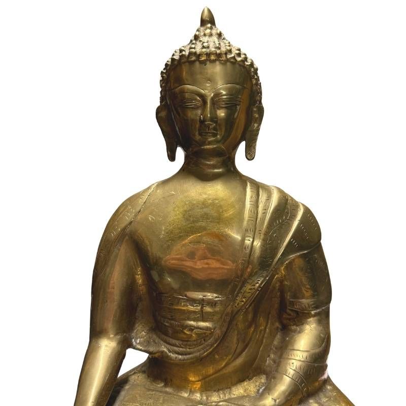 Seltener tibetischer Buddha aus der späten 18. bis frühen 19. Jahrhundert, feuervergoldete Bronze, schwere 4 kg Qualität, 36,5 cm hoch, West-tibetische Klostertradition, Lot 424.