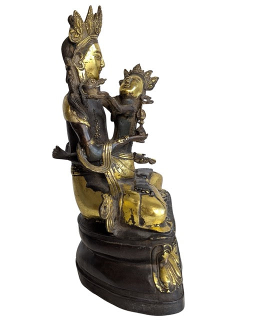 Yab Yum Bronze buddhistische Figur Lotus